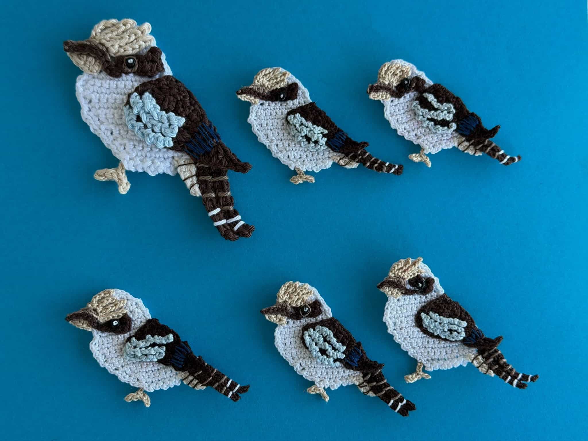 Finished crochet kookaburra 2 ply group landscape