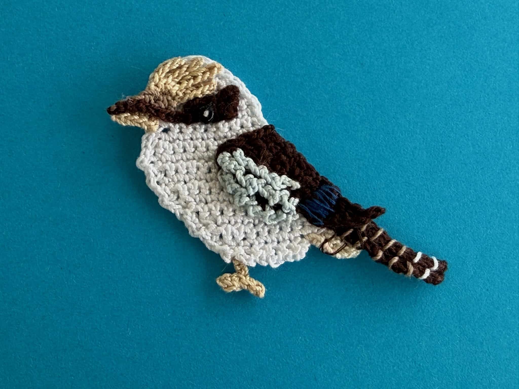Finished crochet kookaburra 2 ply landscape