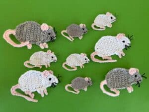 Finished crochet rat 2 ply group landscape