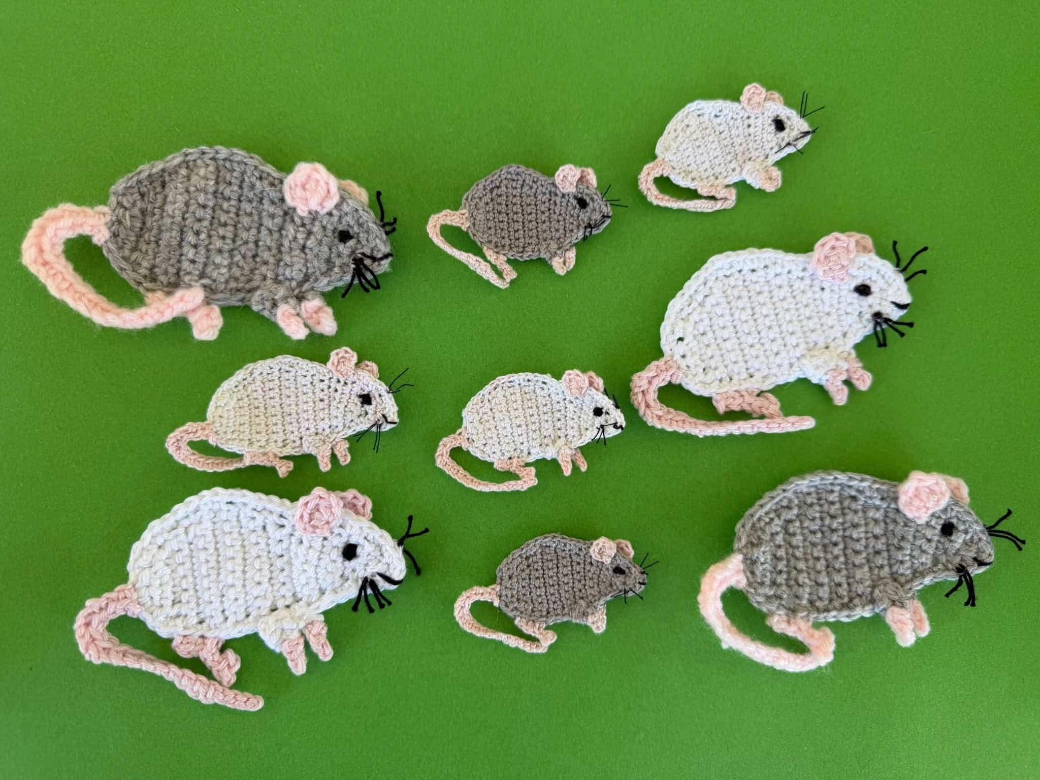 Finished crochet rat 2 ply group landscape