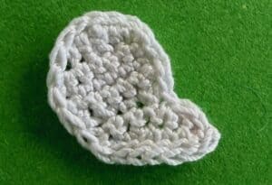 Crochet dalmatian pup 2 ply near back leg neatened