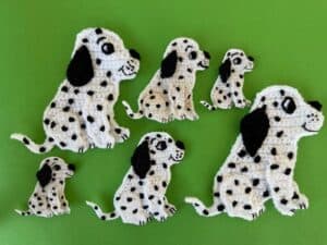 Finished crochet dalmatian pup 2 ply group landscape
