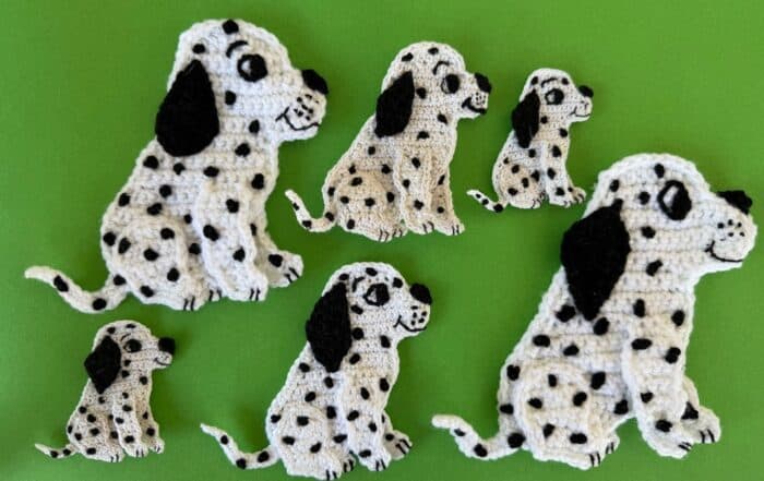 Finished crochet dalmatian pup 2 ply group landscape