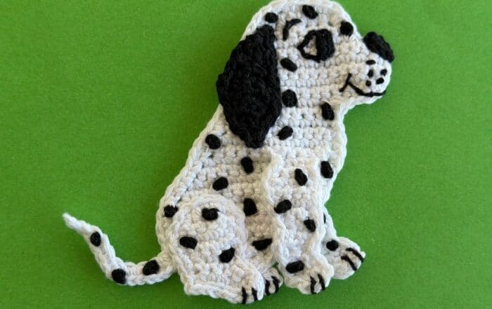 Finished crochet dalmatian pup 4 ply landscape
