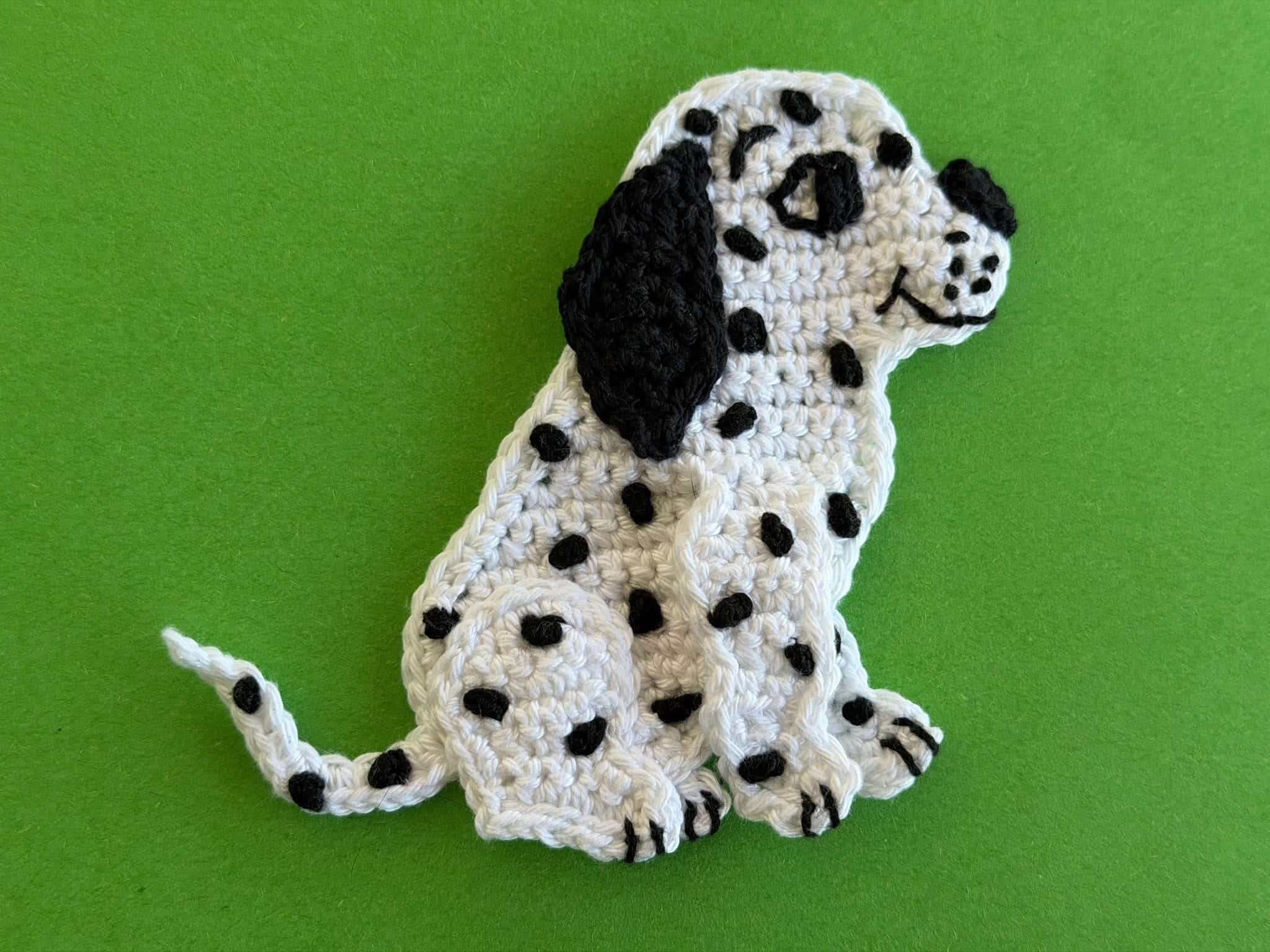 Finished crochet dalmatian pup 4 ply landscape
