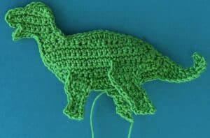 Crochet dinosaur stegosaurus 2 ply far back leg
