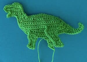 Crochet dinosaur stegosaurus 2 ply far back leg neatened