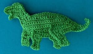 Crochet dinosaur stegosaurus 2 ply far front leg neatened