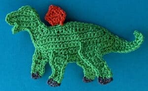 Crochet dinosaur stegosaurus 2 ply first blade neatened