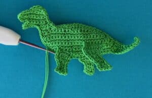 Crochet dinosaur stegosaurus 2 ply joining for far front leg