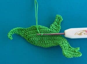 Crochet dinosaur stegosaurus 2 ply joining for near back leg