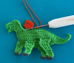 Crochet dinosaur stegosaurus 2 ply joining for second blade