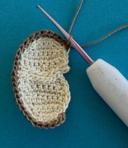 Crochet sitting hedgehog 2 ply joining for around body row 2
