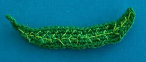 Crochet sitting hedgehog 2 ply marking on leaf boat