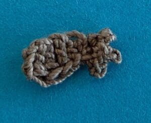 Crochet sitting hedgehog 2 ply right arm