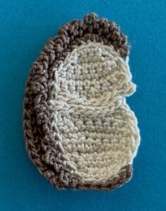 Crochet sitting hedgehog 2 ply spikes row 1