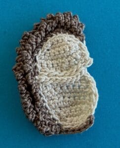 Crochet sitting hedgehog 2 ply spikes row 2