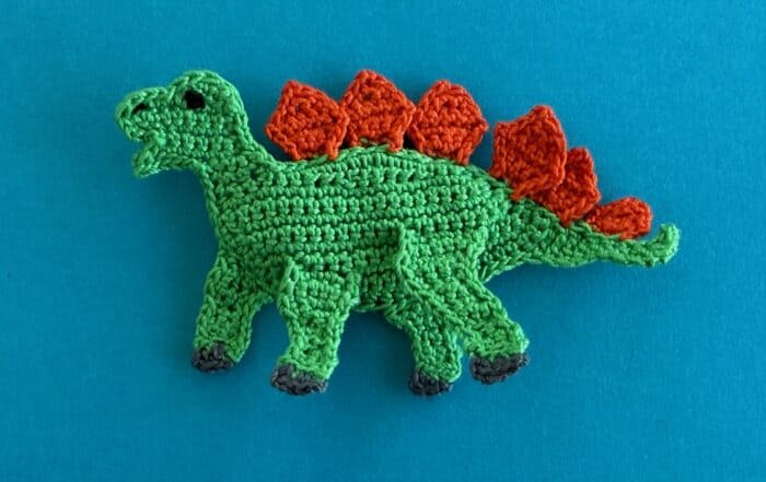 Finished crochet dinosaur stegosaurus 2 ply landscape