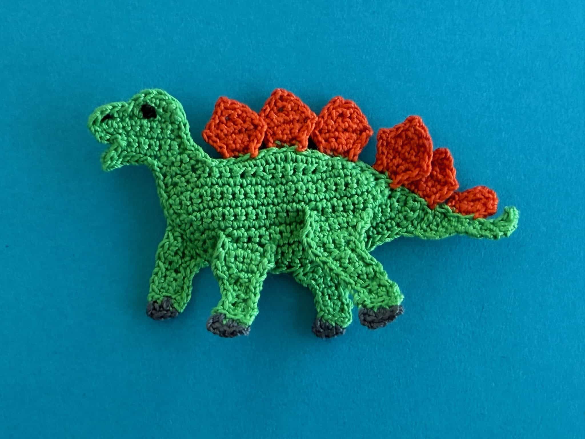 Finished crochet dinosaur stegosaurus 2 ply landscape
