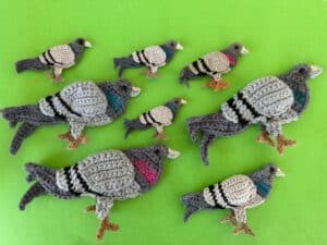Finished crochet pigeon 2 ply group landscape