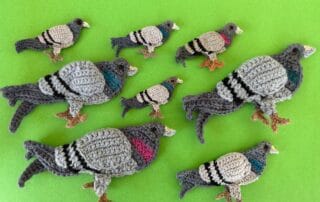 Finished crochet pigeon 2 ply group landscape