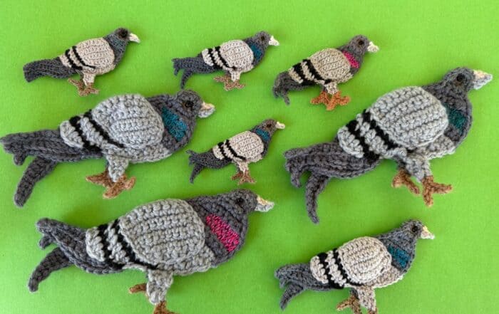 Finished crochet pigeon 2 ply group landscape