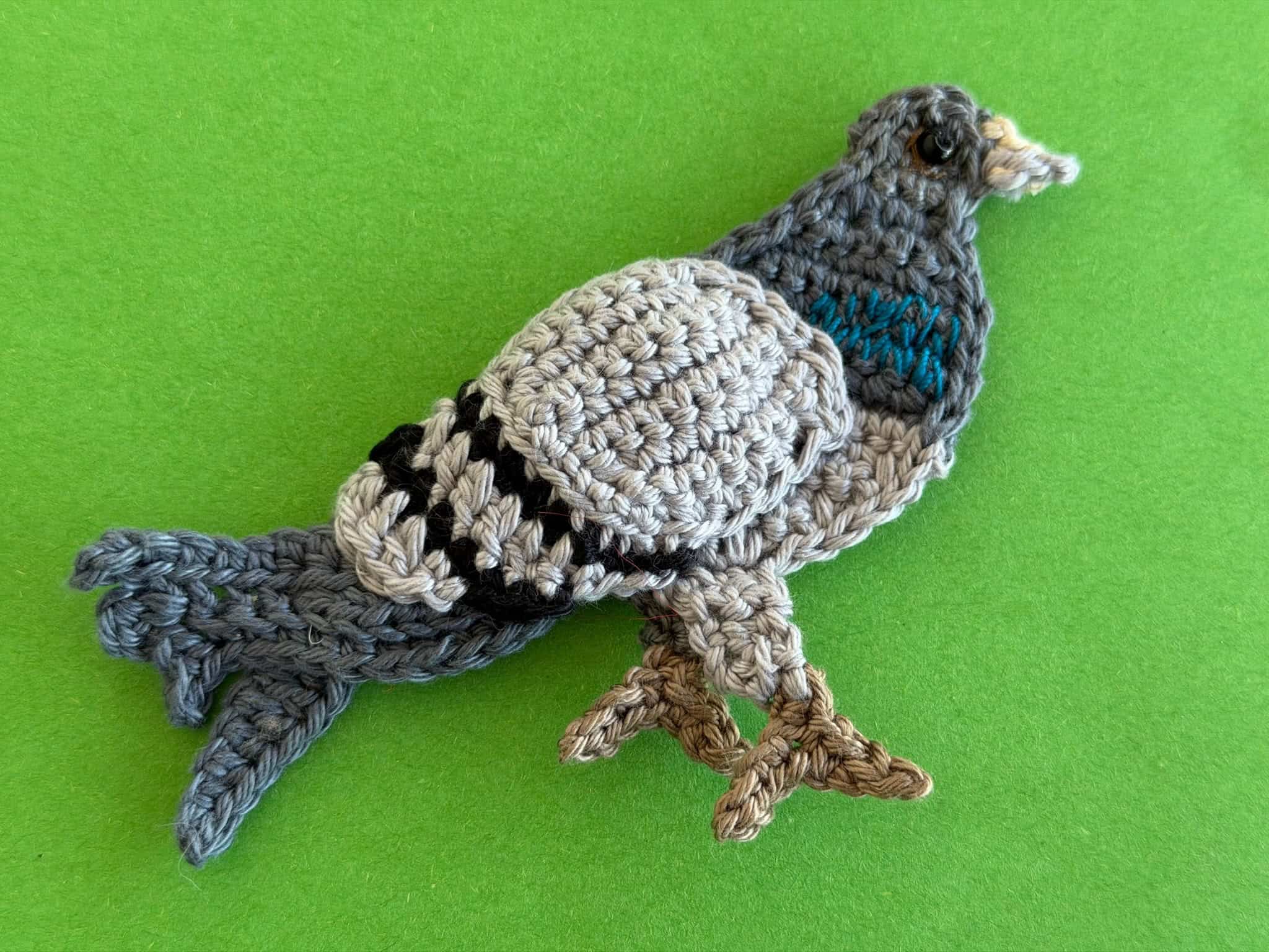 Finished crochet pigeon 4 ply landscape