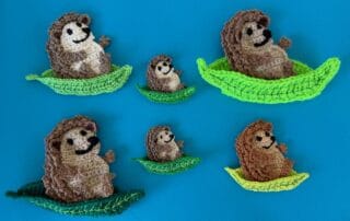 Finished crochet sitting hedgehog 2 ply group landscape