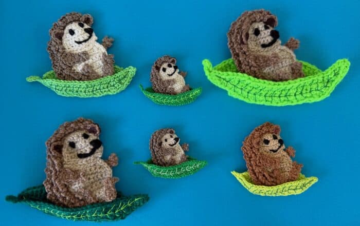 Finished crochet sitting hedgehog 2 ply group landscape