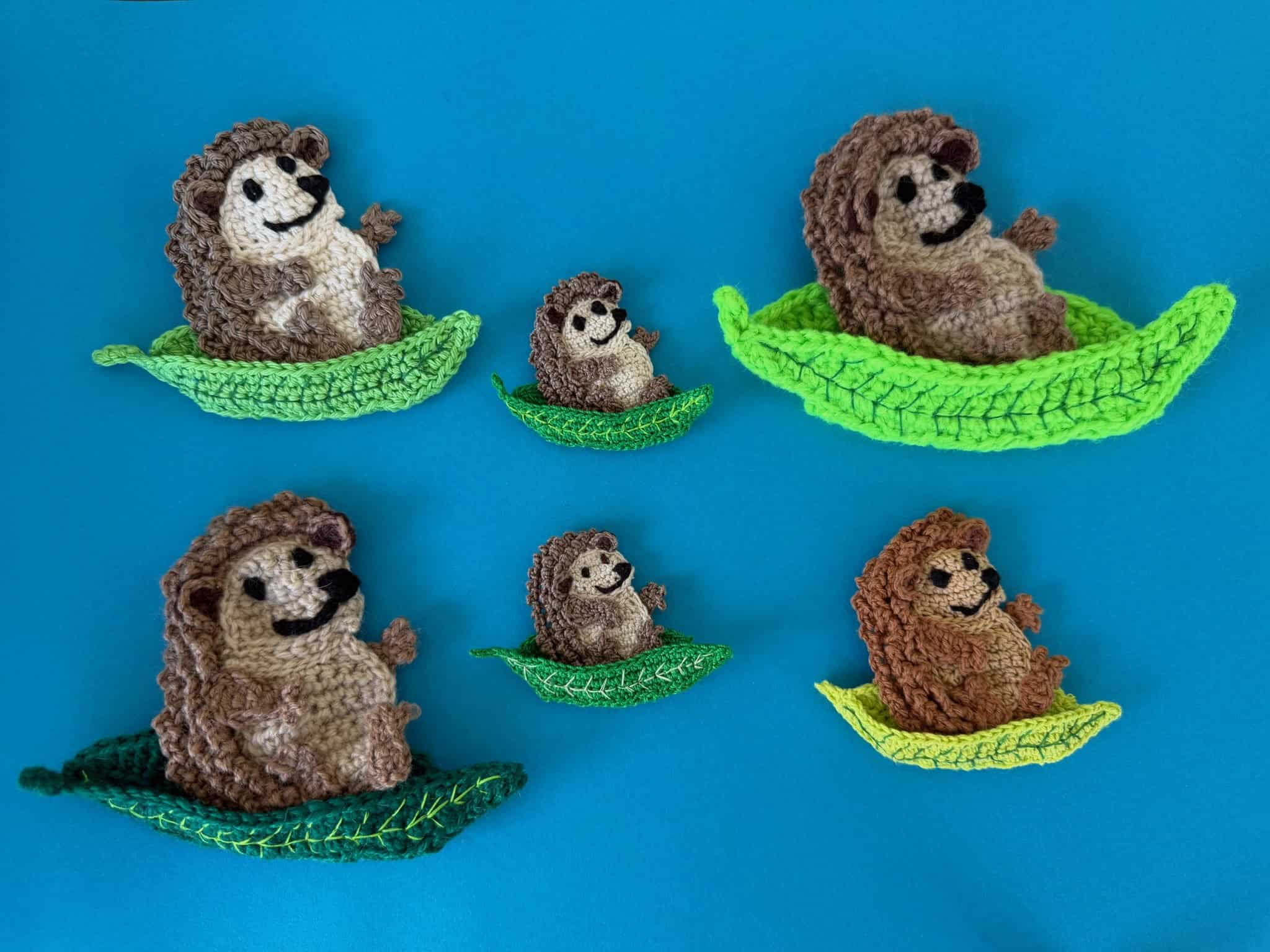 Finished crochet sitting hedgehog 2 ply group landscape