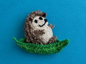 Finished crochet sitting hedgehog 2 ply landscape