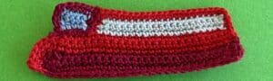 Crochet double-decker bus 2 ply front window neatened