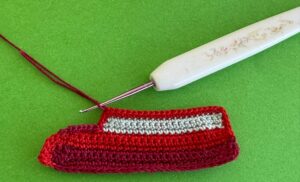 Crochet double-decker bus 2 ply joining for front window frame