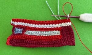 Crochet double-decker bus 2 ply joining for top window