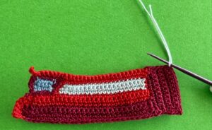 Crochet double-decker bus 2 ply joining for white section
