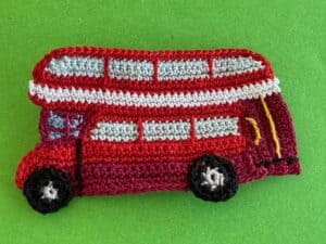 Finished crochet double-decker bus 2 ply landscape