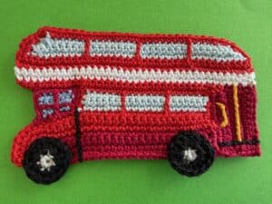 Finished crochet double-decker bus tutorial 4 ply landscape