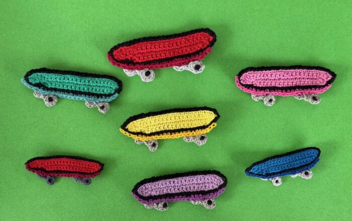 Finished crochet skateboard 2 ply group landscape