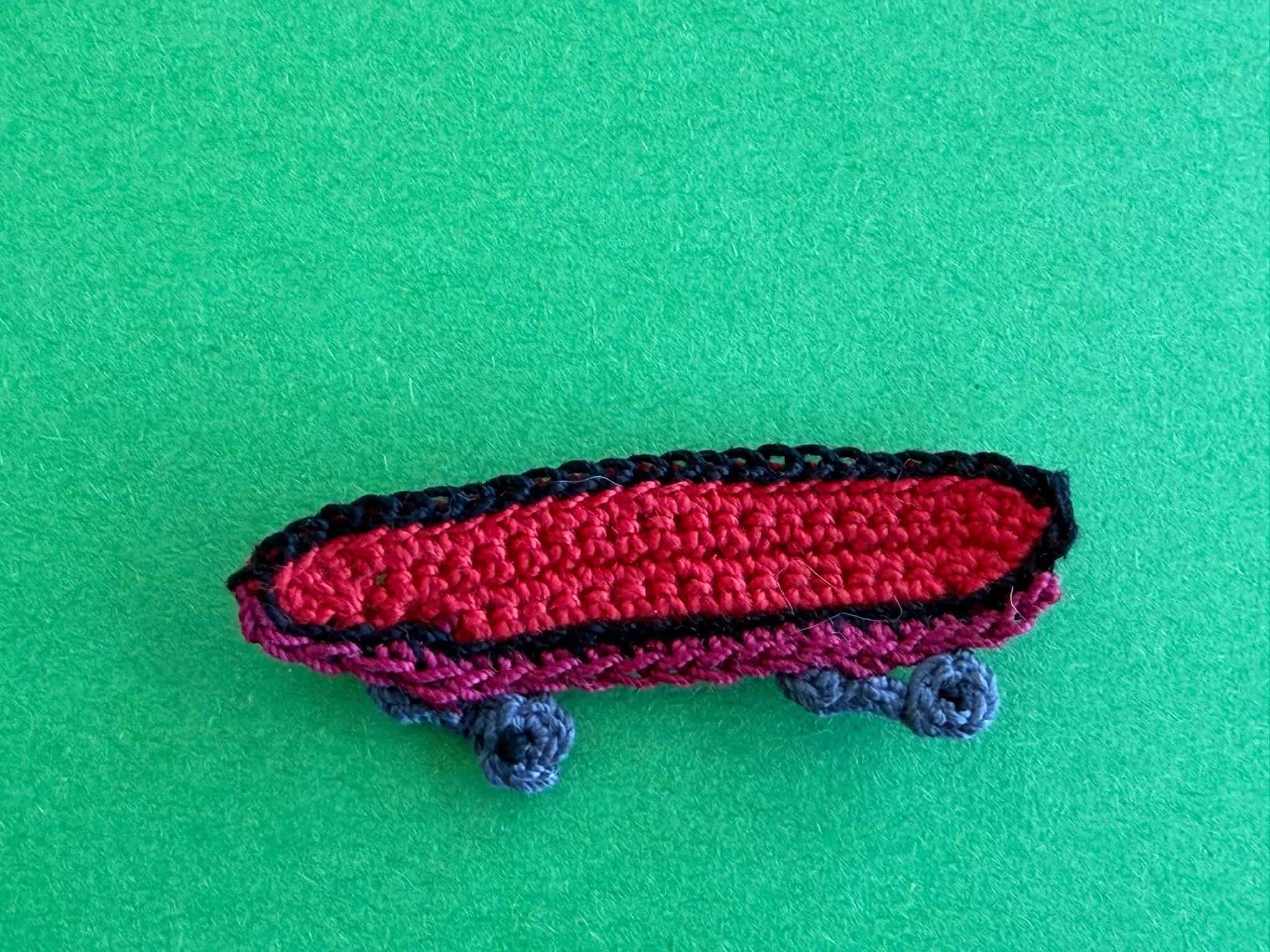 Finished crochet skateboard 2 ply landscape
