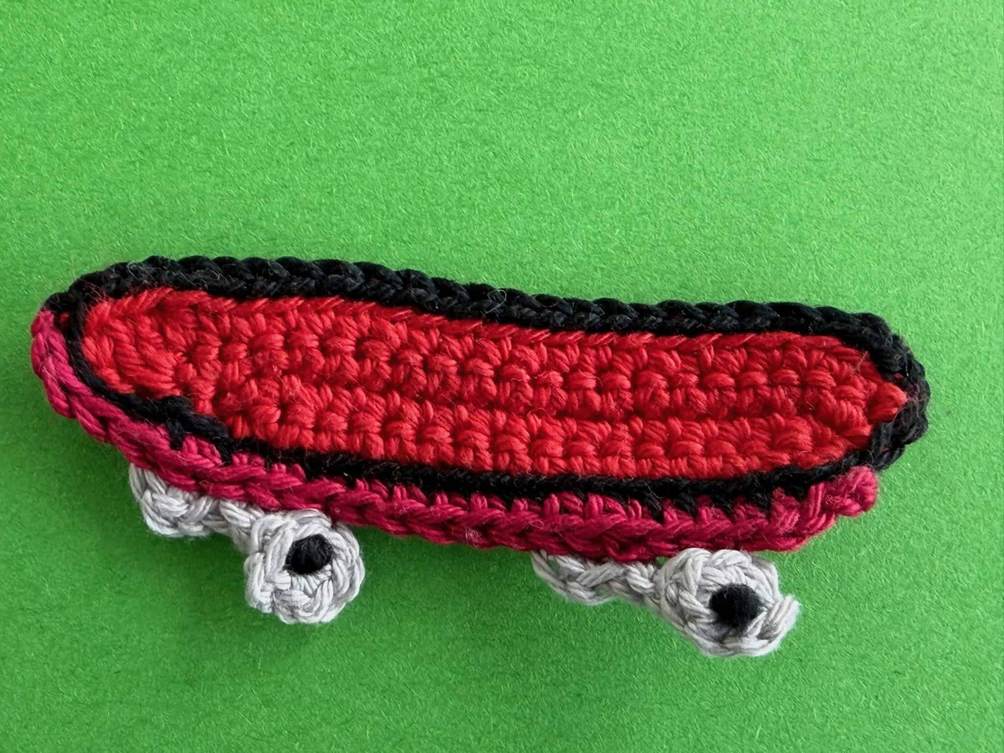 Finished crochet skateboard 4 ply landscape