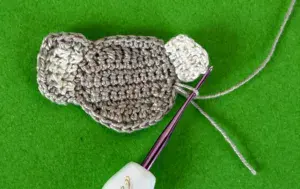 Crochet koala 2 ply joining for left outer ear