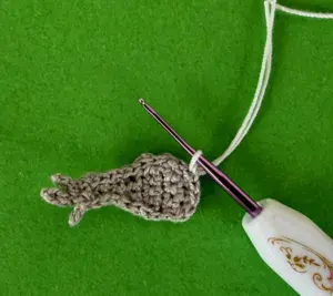 Crochet koala 2 ply joining for right arm fluff