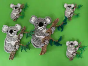 Finished crochet koala 2 ply group landscape 1