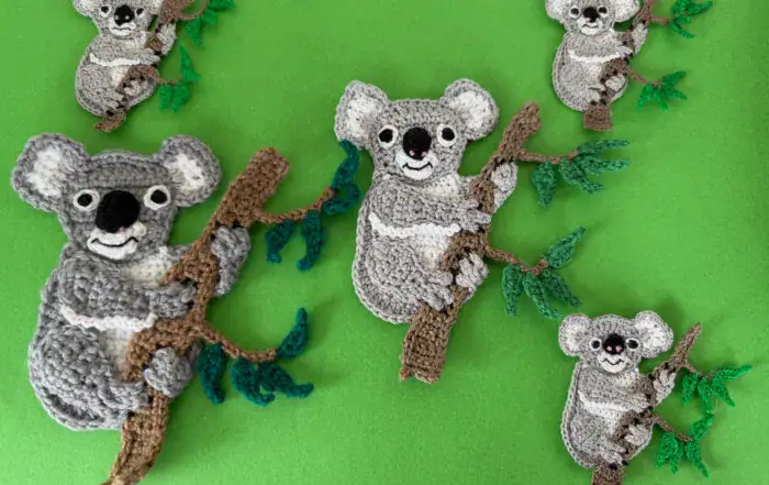 Finished crochet koala 2 ply group landscape