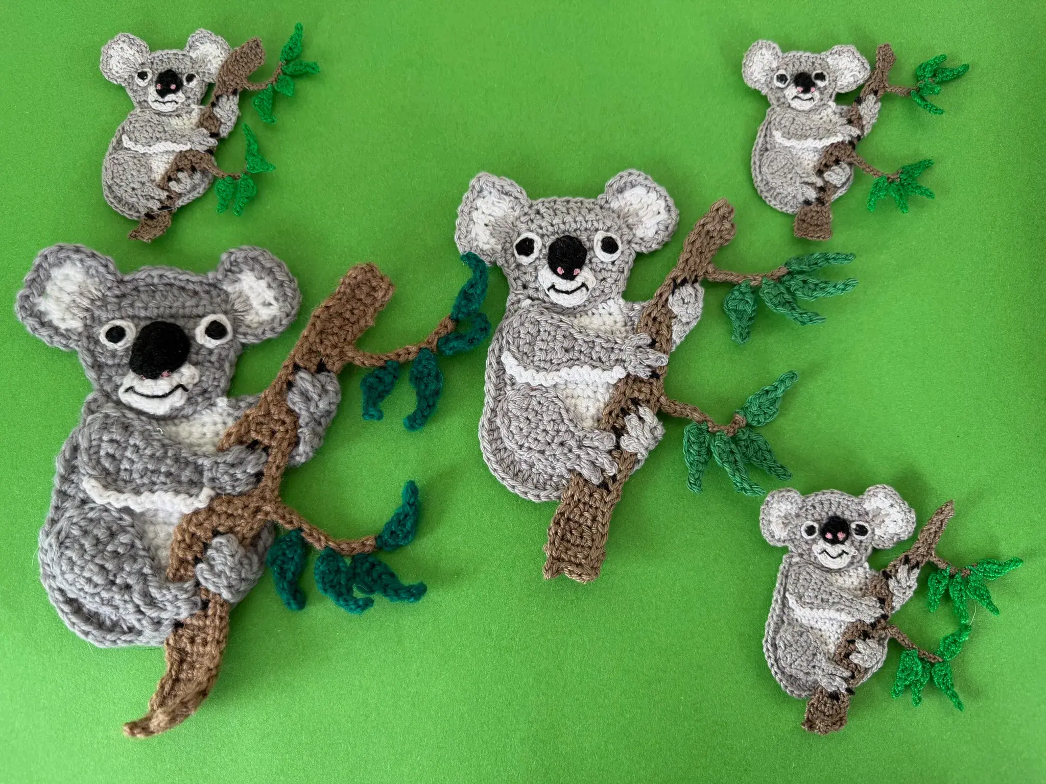 Finished crochet koala 2 ply group landscape